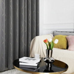 Deconovo Super Soft Gold Dotted Line Foil Printed Thermal Insulated Eyelet Blackout Curtains, W46 X L54 Inch, Light Grey, 2 Panels - thumbnail 4