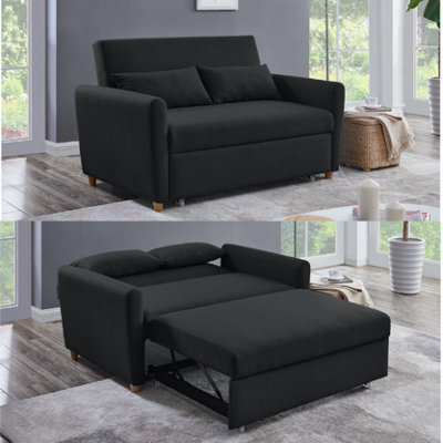 Bravich Dahlia Black 2 Seater Pull Out Sofa Bed Convertible Sleeper Sofa - image 1