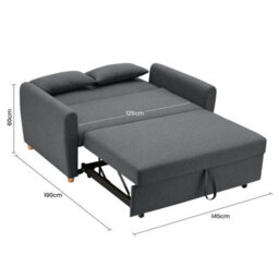 Bravich Dahlia Black 2 Seater Pull Out Sofa Bed Convertible Sleeper Sofa - thumbnail 8