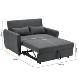 Bravich Dahlia Black 2 Seater Pull Out Sofa Bed Convertible Sleeper Sofa - thumbnail 7