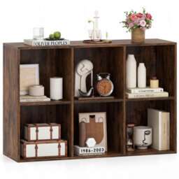 Brown Modern 6 Cube Bookshelf Display Rack Horizontal Vertical Bookcase Organizer - thumbnail 5