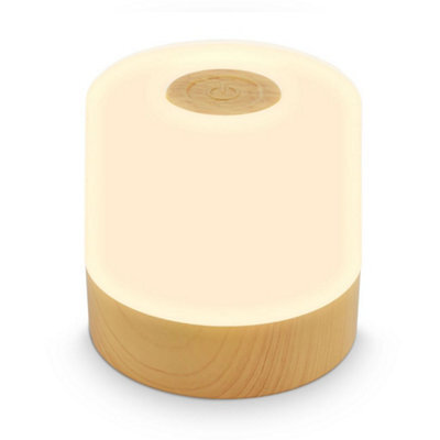 B.K.Licht Briloner Battery Powered Wood Finish Dimmable Rechargeable Table Lamp (Dia)7Cm - image 1