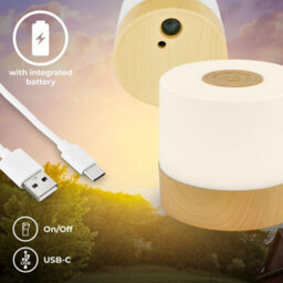 B.K.Licht Briloner Battery Powered Wood Finish Dimmable Rechargeable Table Lamp (Dia)7Cm - thumbnail 6