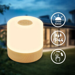 B.K.Licht Briloner Battery Powered Wood Finish Dimmable Rechargeable Table Lamp (Dia)7Cm - thumbnail 2