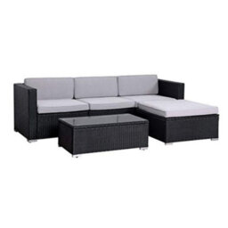 Evre Black Rattan Outdoor Garden Furniture Set 4 Seater California Sofa Set With Coffee Table - thumbnail 4
