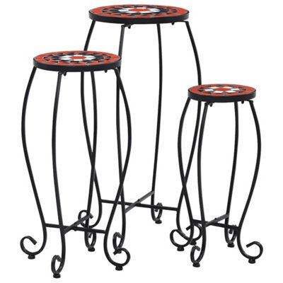 Walplus Mosaic Tables 3 Pcs Terracotta And White Ceramic - image 1