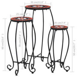 Walplus Mosaic Tables 3 Pcs Terracotta And White Ceramic - thumbnail 8
