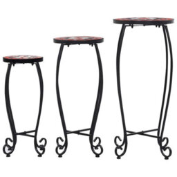 Walplus Mosaic Tables 3 Pcs Terracotta And White Ceramic - thumbnail 2