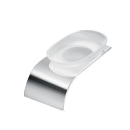 Plum&clay Jenna Wall Mounted Bathroom Soap Holder Chrome & Glass Dish