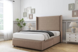 "Comfort Ayla Mink Plush Divan Bed Set No Drawers - 54"" Wingback & 12"" Footboard 2'6 Small Single" - thumbnail 2