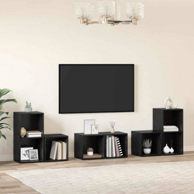 Berkfield Tv Cabinet Set 6 Pcs Black Oak Engineered Wood - image 1