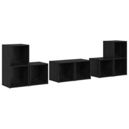 Berkfield Tv Cabinet Set 6 Pcs Black Oak Engineered Wood - thumbnail 2