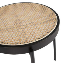 Angel Cerda Stylish Round Corner Table In Rattan, Black Wood, And Steel - thumbnail 4