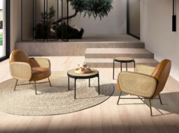 Angel Cerda Stylish Round Corner Table In Rattan, Black Wood, And Steel - thumbnail 5