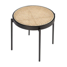 Angel Cerda Stylish Round Corner Table In Rattan, Black Wood, And Steel - thumbnail 6
