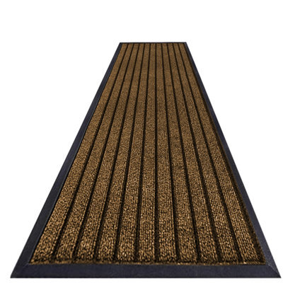 Imperial Rooms Dirt Absorbent Brown Rubber Mat Non Slip Washable Striped Barrier Mat 0.8M X 3M - image 1