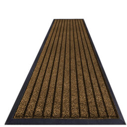 Imperial Rooms Dirt Absorbent Brown Rubber Mat Non Slip Washable Striped Barrier Mat 0.8M X 3M - thumbnail 1