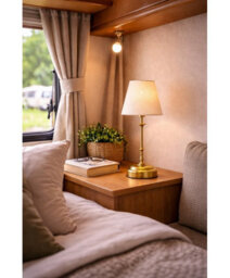 Lighting Supermarket Florence Rechargeable Antique Brass Table Lamp With Natural Linen Shade - thumbnail 8
