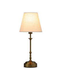 Lighting Supermarket Florence Rechargeable Antique Brass Table Lamp With Natural Linen Shade - thumbnail 2