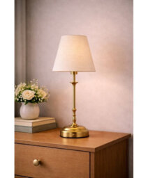 Lighting Supermarket Florence Rechargeable Antique Brass Table Lamp With Natural Linen Shade - thumbnail 6