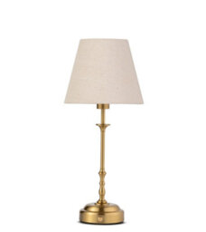 Lighting Supermarket Florence Rechargeable Antique Brass Table Lamp With Natural Linen Shade - thumbnail 1