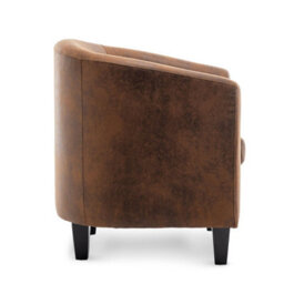Tub Chair Armchair Club Chair In Brown Suede Faux Leather Fabric - thumbnail 4