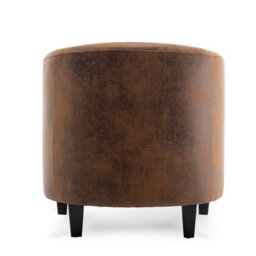 Tub Chair Armchair Club Chair In Brown Suede Faux Leather Fabric - thumbnail 6