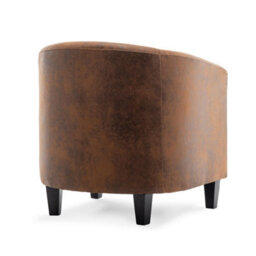 Tub Chair Armchair Club Chair In Brown Suede Faux Leather Fabric - thumbnail 5