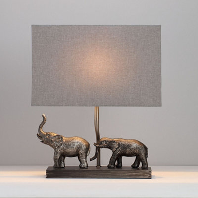 Inlight Pasithee Elephant Rectangular Satin Pewter Effect Table Light - image 1