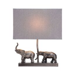 Inlight Pasithee Elephant Rectangular Satin Pewter Effect Table Light - thumbnail 5