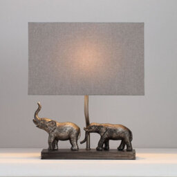 Inlight Pasithee Elephant Rectangular Satin Pewter Effect Table Light - thumbnail 1