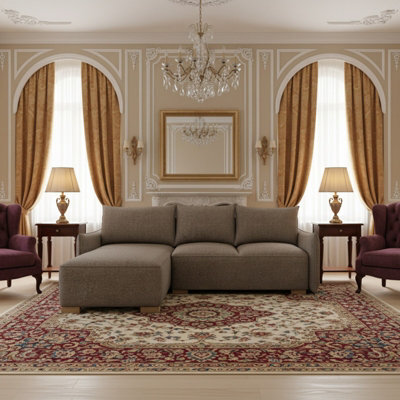 Focus L Mir Corner Sofa Bed Has Storage Universal Side Hdf Chipboard Wood Frame Wavy Spring 240X155X87Cm Brown - image 1
