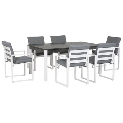 Beliani Garden Dining Set 6 Seater Pancole With Cushions Metal Grey - image 1