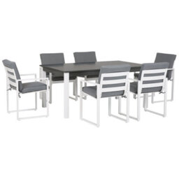 Beliani Garden Dining Set 6 Seater Pancole With Cushions Metal Grey - thumbnail 1