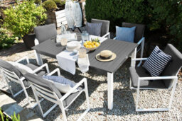 Beliani Garden Dining Set 6 Seater Pancole With Cushions Metal Grey - thumbnail 2