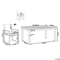 Beliani Garden Dining Set 6 Seater Pancole With Cushions Metal Grey - thumbnail 3
