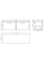 Hudson Reed Juno Wall Hung 2-Drawer Vanity Unit & Sparkling White Worktop, Sleek Countertop Basin Unit In Autumn Oak, 1200mm - thumbnail 3