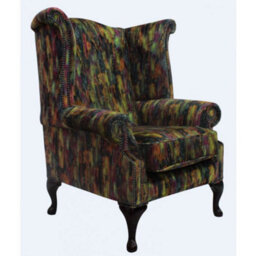 Chesterfield High Back Wing Chair Elora Fabric Bespoke In Queen Anne Style - thumbnail 3