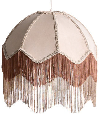 Wyld And Coco Nostalgia Lighting Pendant Lamp Beige Paper Rope Fringed Tassels 182Cm Retro Vintage - image 1