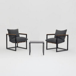 Home Detail Marbella Black Garden Balcony Set With Grey Cushions - thumbnail 8