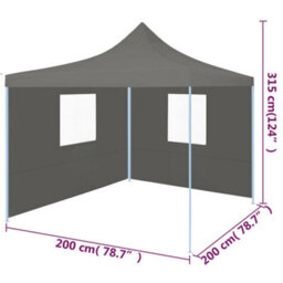 Berkfield Professional Folding Party Tent With 2 Sidewalls 2X2 M Steel Anthracite - thumbnail 9