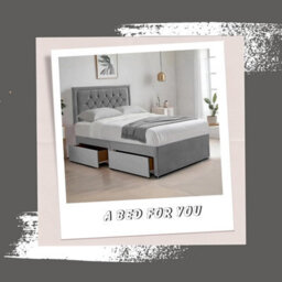 Grey Plush 3Ft Single Bed With Matttress  2 Storage Drawers And 20 Inch Borderd Headboard - thumbnail 2