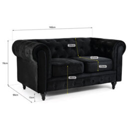 Bravich Chesterfield Velvet Button-Tufted 2 & 3 Seater Sofa Set - thumbnail 9