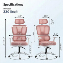 Ergonomic Mesh Back Office Chair High Back Desk Swivel Chair Adjustable Headrest - thumbnail 2