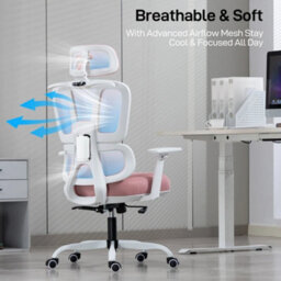 Ergonomic Mesh Back Office Chair High Back Desk Swivel Chair Adjustable Headrest - thumbnail 4