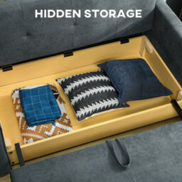 Homcom 2 Seater Sofa Bed Convertible Bed Settee W/ 2 Cushions Storage Dark Grey - thumbnail 5