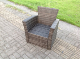 Fimous 7 Seater High Back Dark Grey Mixed Pe Rattan Corner Sofa Set Chair Square Coffee Table Outdoor Furniture - thumbnail 4