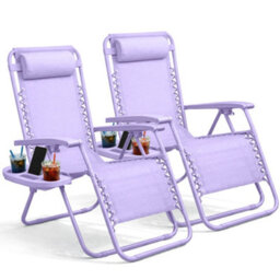 Keplin Standard Model Of Gravity Chair 110X65X90Cm, 2Pk Adjustable Reclining Zero Gravity Lounger For Garden & Patio, Lilac - thumbnail 1