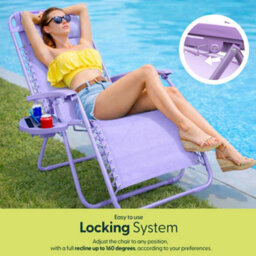 Keplin Standard Model Of Gravity Chair 110X65X90Cm, 2Pk Adjustable Reclining Zero Gravity Lounger For Garden & Patio, Lilac - thumbnail 3