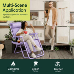 Keplin Standard Model Of Gravity Chair 110X65X90Cm, 2Pk Adjustable Reclining Zero Gravity Lounger For Garden & Patio, Lilac - thumbnail 7